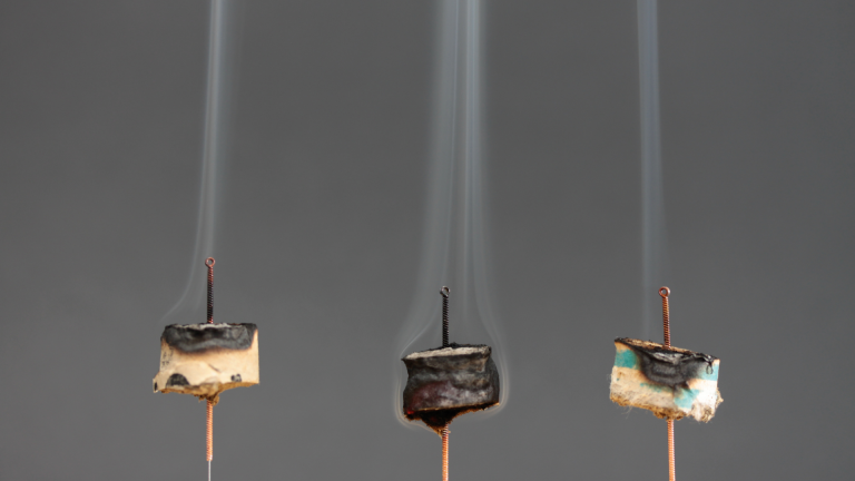 Moxibustion cones burning on acupuncture needles to improve circulation and reduce fatigue