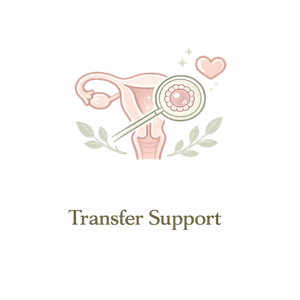 Illustration representing embryo transfer support during an IVF cycle with embryo placement into the uterus.