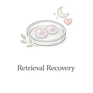 Illustration representing retrieval recovery after egg retrieval during an IVF cycle.